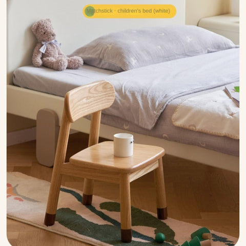 Oak Beech Solid Wood Kids Chair with Sponge Cushion in Green White Coral for Bedroom Living Room