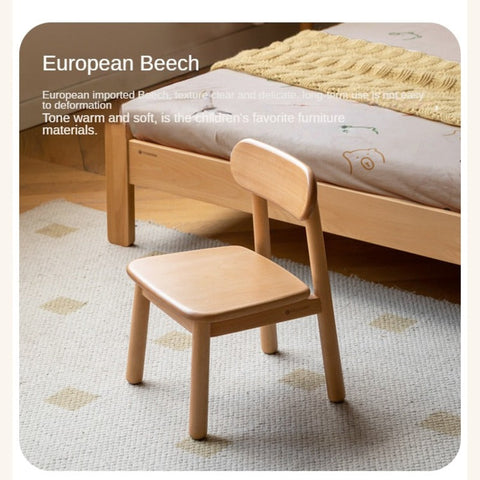 Oak Beech Solid Wood Kids Chair with Sponge Cushion in Green White Coral for Bedroom Living Room