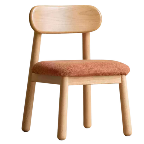 Oak Beech Solid Wood Kids Chair with Sponge Cushion in Green White Coral for Bedroom Living Room