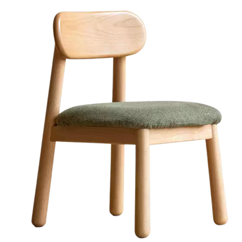 Oak Beech Solid Wood Kids Chair with Sponge Cushion in Green White Coral for Bedroom Living Room