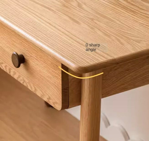 Oak Solid Wood Adjustable Study Desk for Kids Natural Finish Height Adjustable Writing Table