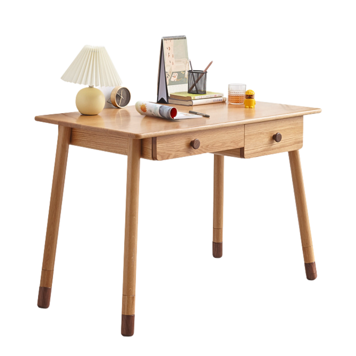 Oak Solid Wood Adjustable Study Desk for Kids Natural Finish Height Adjustable Writing Table