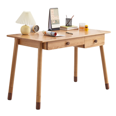 Oak Solid Wood Adjustable Study Desk for Kids Natural Finish Height Adjustable Writing Table