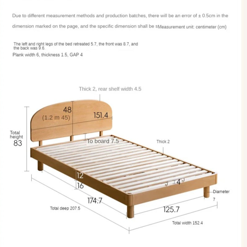 Beech Solid Wood Modern Children's Single Bed