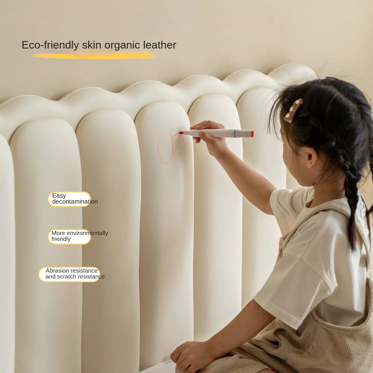 Organic leather cream style white Children's Bed