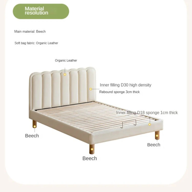 Organic leather cream style white Children's Bed