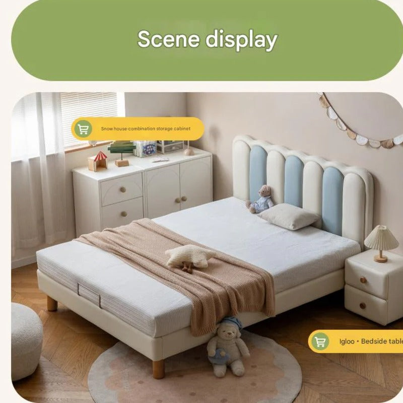 Organic leather cream style white Children's Bed