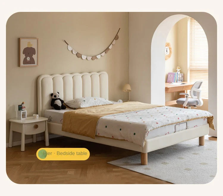 Organic leather cream style white Children's Bed