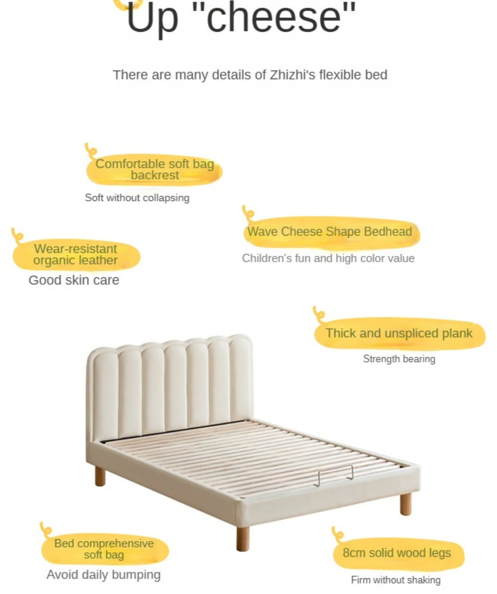 Organic leather cream style white Children's Bed