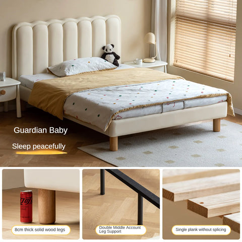 Organic leather cream style white Children's Bed