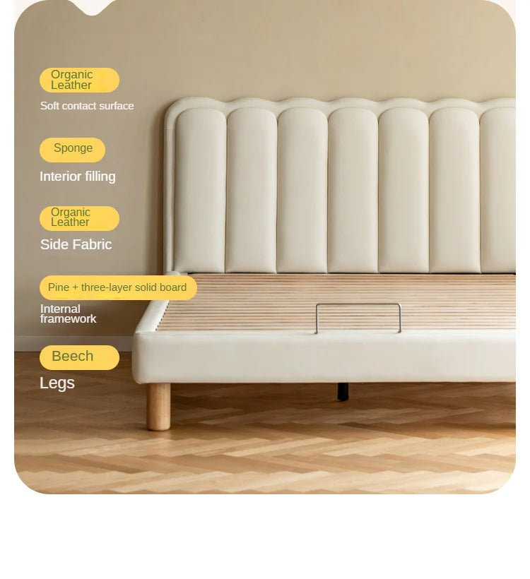 Organic leather cream style white Children's Bed