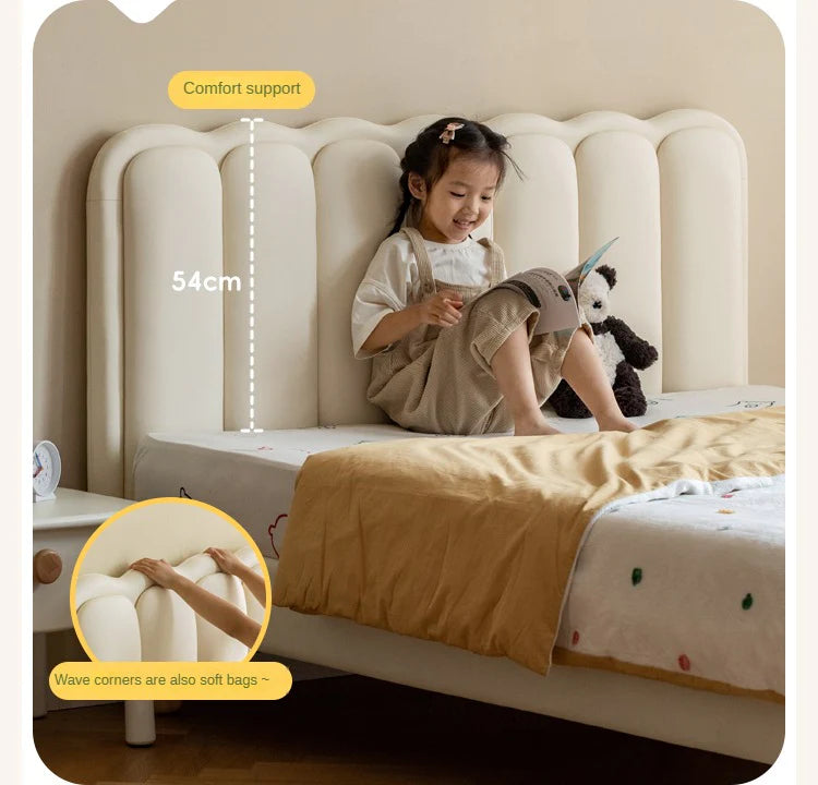 Organic leather cream style white Children's Bed
