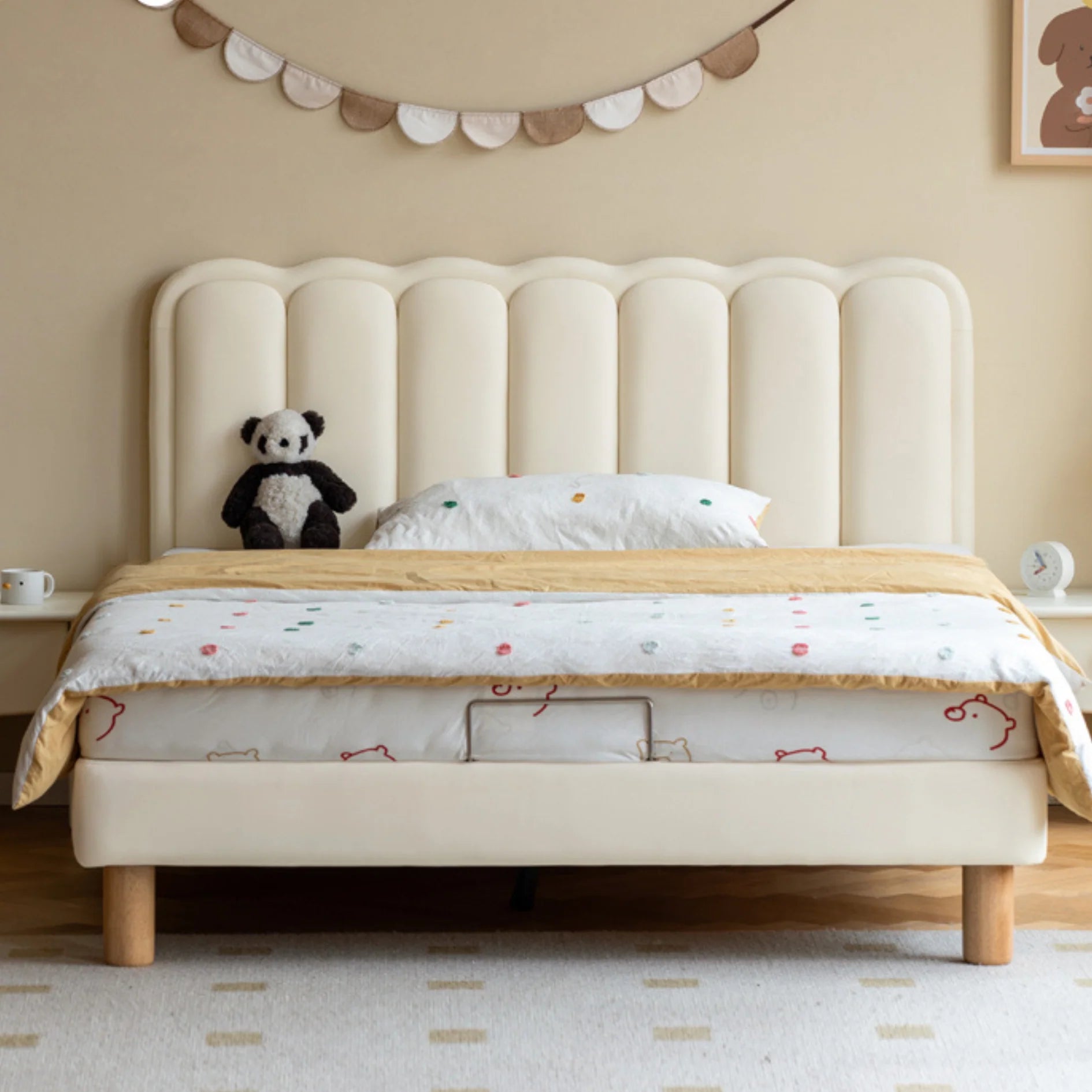 Organic leather cream style white Children's Bed
