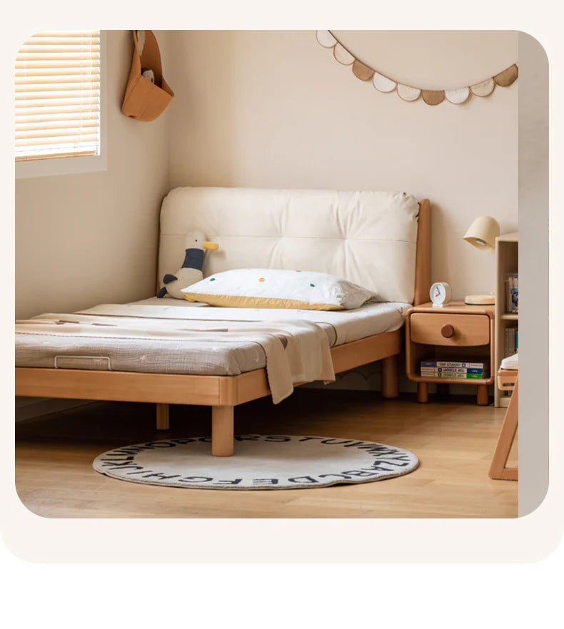 Cream style Organic Leather kid's Bed<