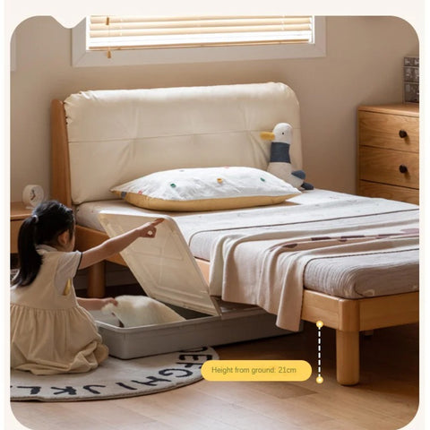 Cream style Organic Leather kid's Bed<