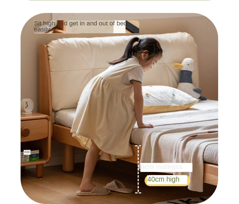 Cream style Organic Leather kid's Bed<