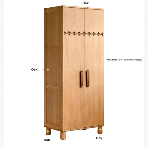 Oak Solid Wood Original Wood Style Kids Wardrobe