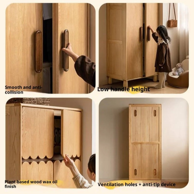Oak Solid Wood Original Wood Style Kids Wardrobe