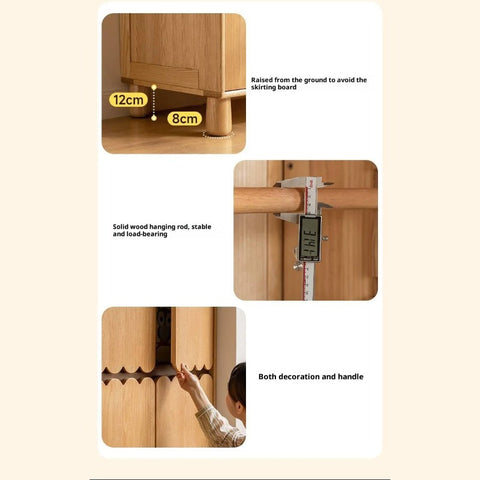 Oak Solid Wood Original Wood Style Kids Wardrobe