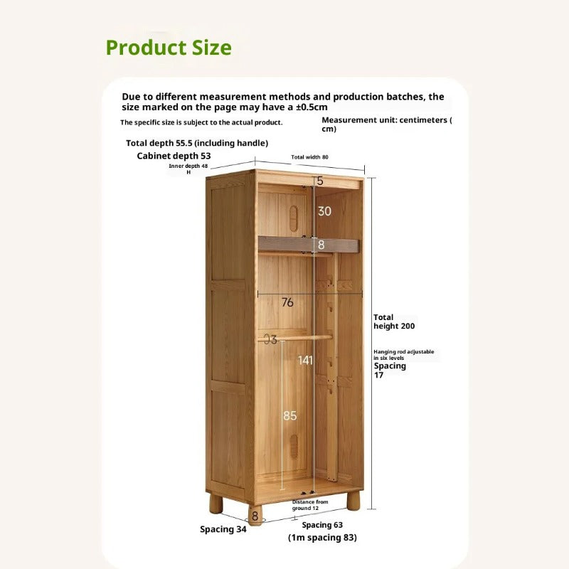 Oak Solid Wood Original Wood Style Kids Wardrobe