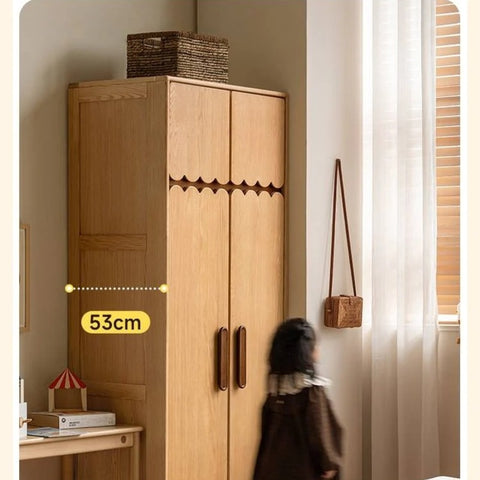 Oak Solid Wood Original Wood Style Kids Wardrobe