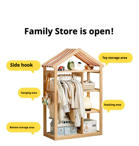 Poplar Solid Wood Kids Toy Storage and Wardrobe