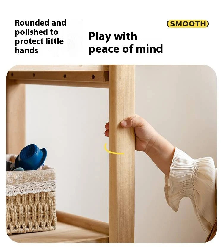 Poplar Solid Wood Kids Toy Storage and Wardrobe