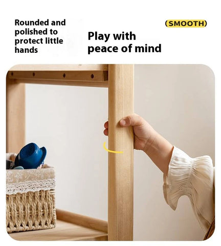 Poplar Solid Wood Kids Toy Storage and Wardrobe