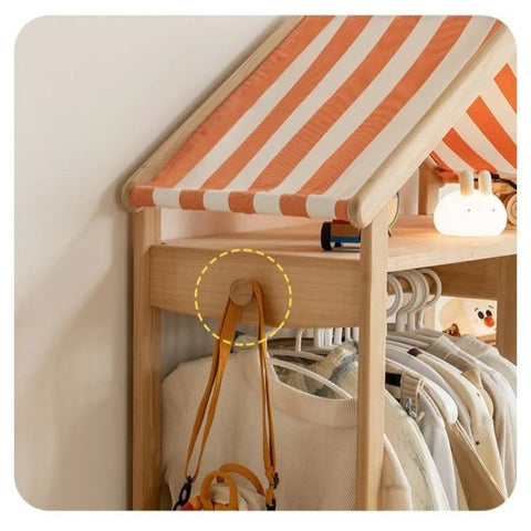 Poplar Solid Wood Kids Toy Storage and Wardrobe