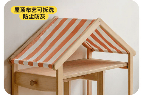 Poplar Solid Wood Kids Toy Storage and Wardrobe