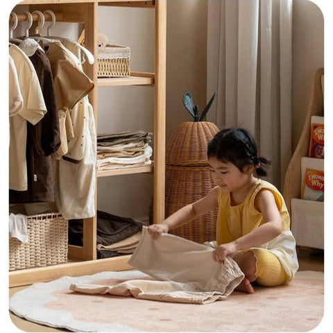 Poplar Solid Wood Kids Toy Storage and Wardrobe