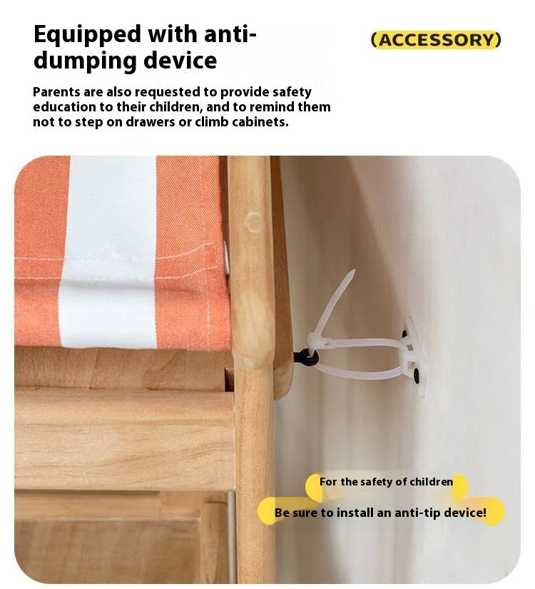 Poplar Solid Wood Kids Toy Storage and Wardrobe