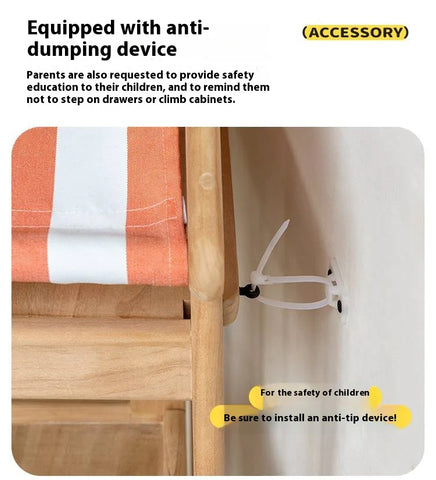 Poplar Solid Wood Kids Toy Storage and Wardrobe