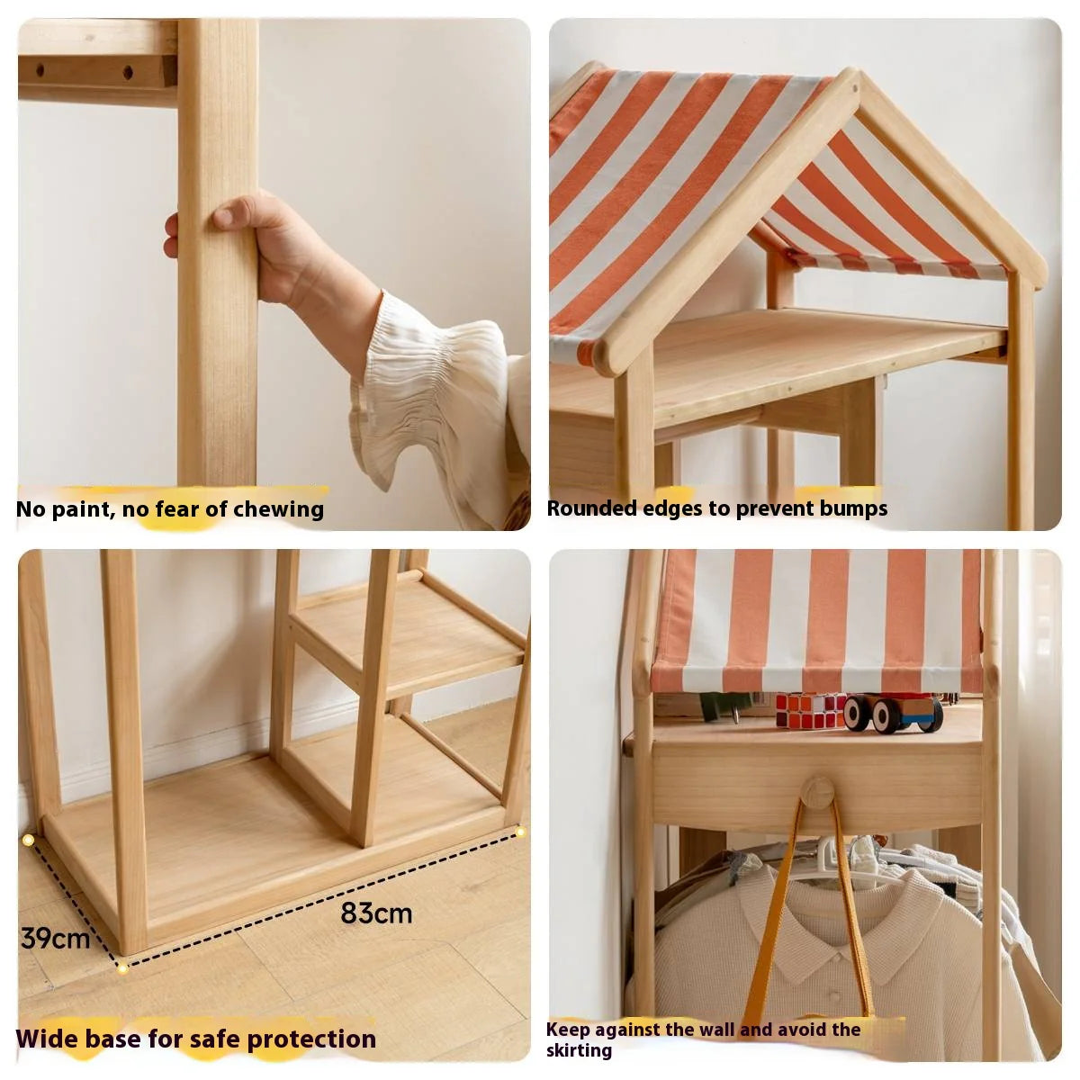 Poplar Solid Wood Kids Toy Storage and Wardrobe