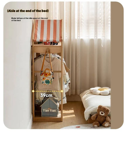 Poplar Solid Wood Kids Toy Storage and Wardrobe