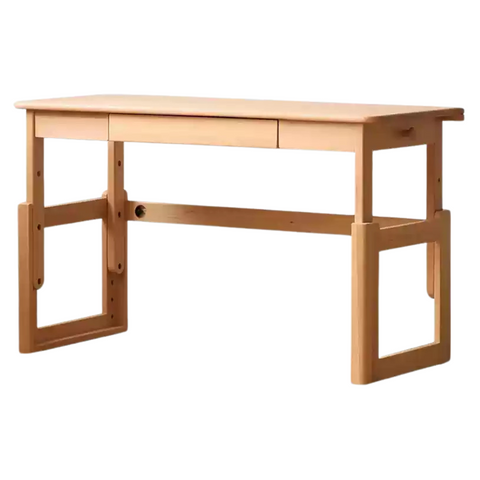Beech Solid Wood Adjustable Kids Study Desk Ergonomic Table with Storage Drawers Natural Finish