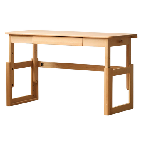 Beech Solid Wood Adjustable Kids Study Desk Ergonomic Table with Storage Drawers Natural Finish