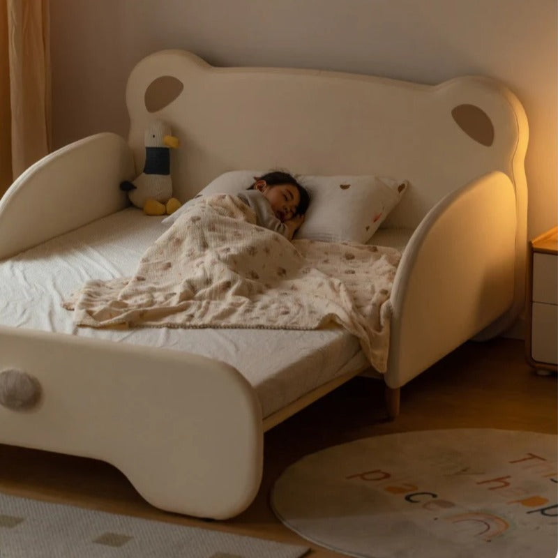 Birch Solid Wood Organic Leather Retractable Children's Bed