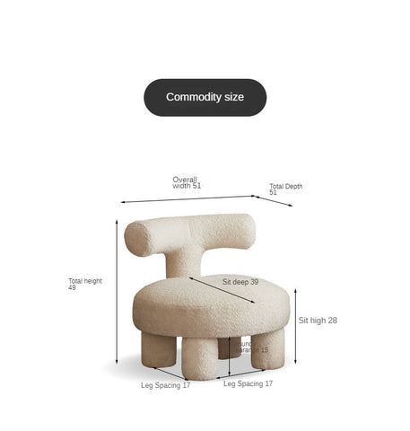Lamb Velvet Kids Chair Off White Plush Imitation Wool Upholstered Cartoon Seat Solid Wood Frame for Playroom & Reading