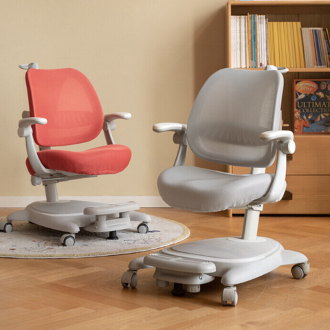 Upright Children’s Ergonomic Study Chair Adjustable Height Pink Desk Chair with Washable Cushion & PU Wheels