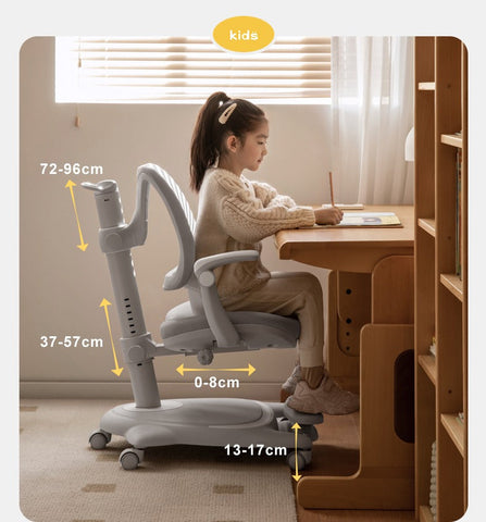 Upright Children’s Ergonomic Study Chair Adjustable Height Pink Desk Chair with Washable Cushion & PU Wheels