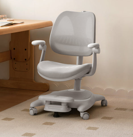 Upright Children’s Ergonomic Study Chair Adjustable Height Pink Desk Chair with Washable Cushion & PU Wheels