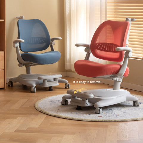 Upright Children’s Ergonomic Study Chair Adjustable Height Pink Desk Chair with Washable Cushion & PU Wheels