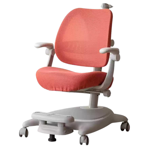 Upright Children’s Ergonomic Study Chair Adjustable Height Pink Desk Chair with Washable Cushion & PU Wheels