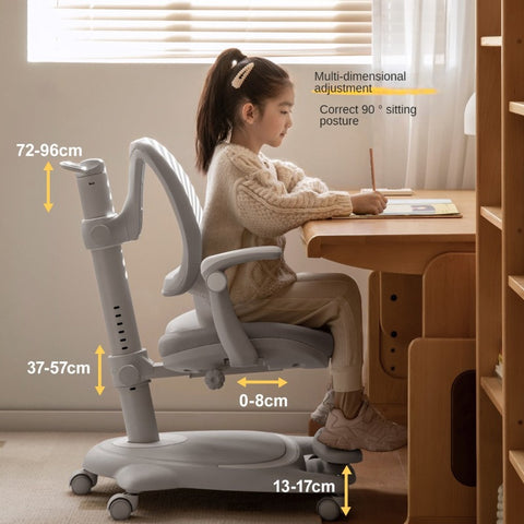 Upright Children’s Ergonomic Study Chair Adjustable Height Pink Desk Chair with Washable Cushion & PU Wheels