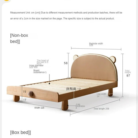 Beech, Oak solid wood Bear Box Bed<
