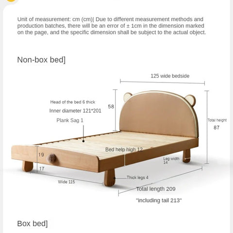 Beech, Oak solid wood Bear Box Bed<