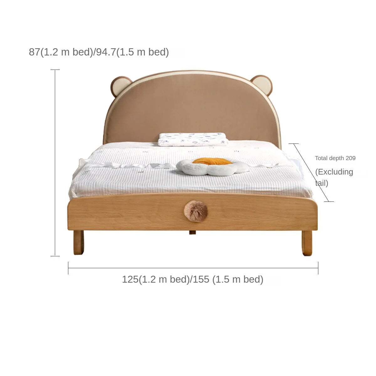 Beech, Oak solid wood Bear Box Bed<