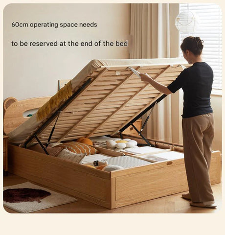Oak, Beech solid wood Bear night light box bed<