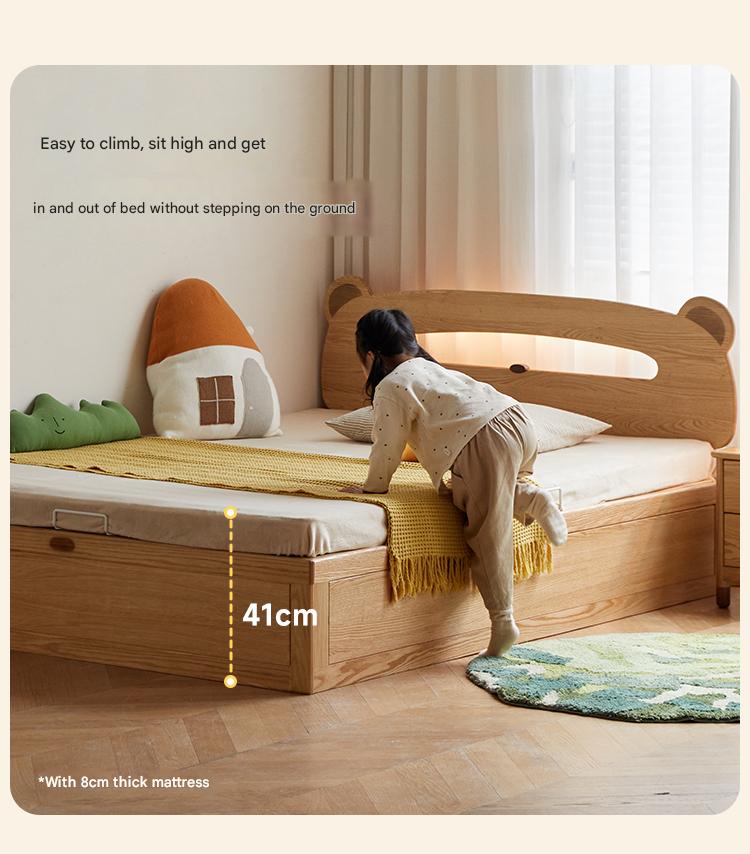 Oak, Beech solid wood Bear night light box bed<